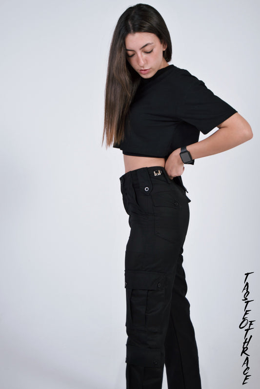 All Black "Fifties" Cargo Pants- Unisex